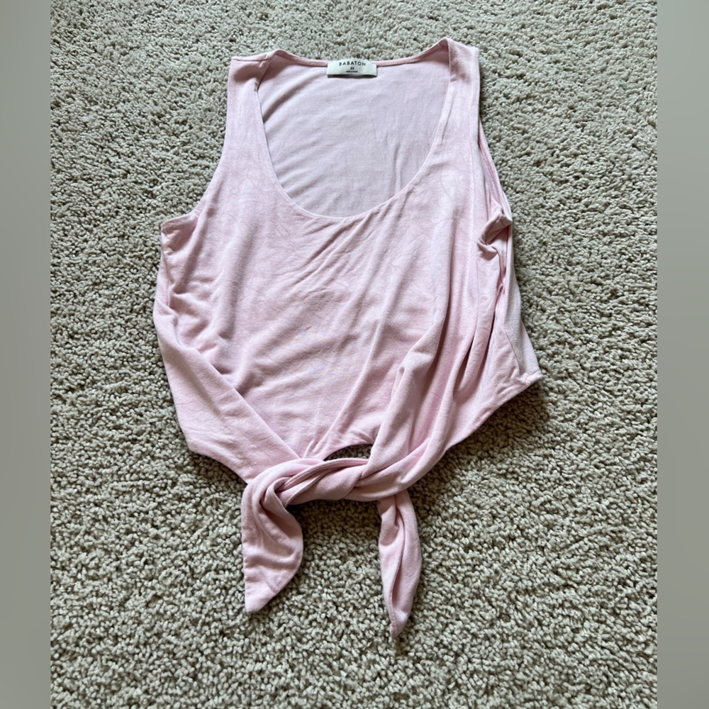 Babaton Pink Sleeveless Tie Front Tank Top